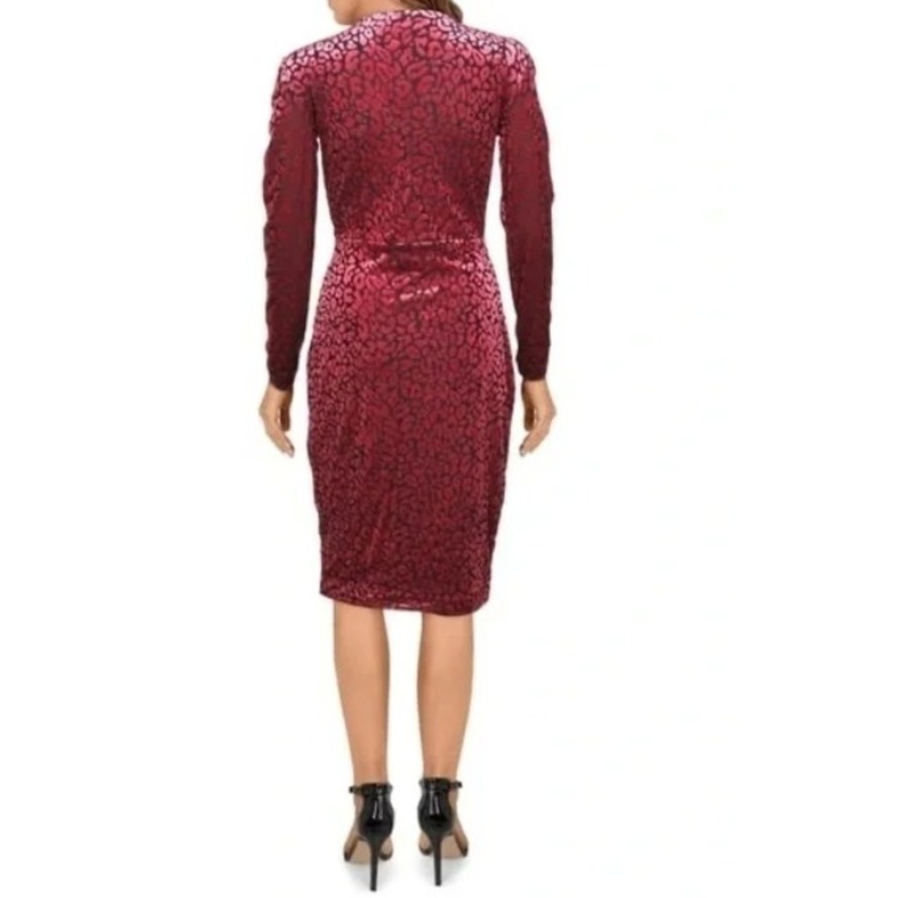 Rachel Roy Velvet Pink Black Leopard Print VNeck Sheath Dress Punk Whimsigoth 1X - Picture 2 of 10